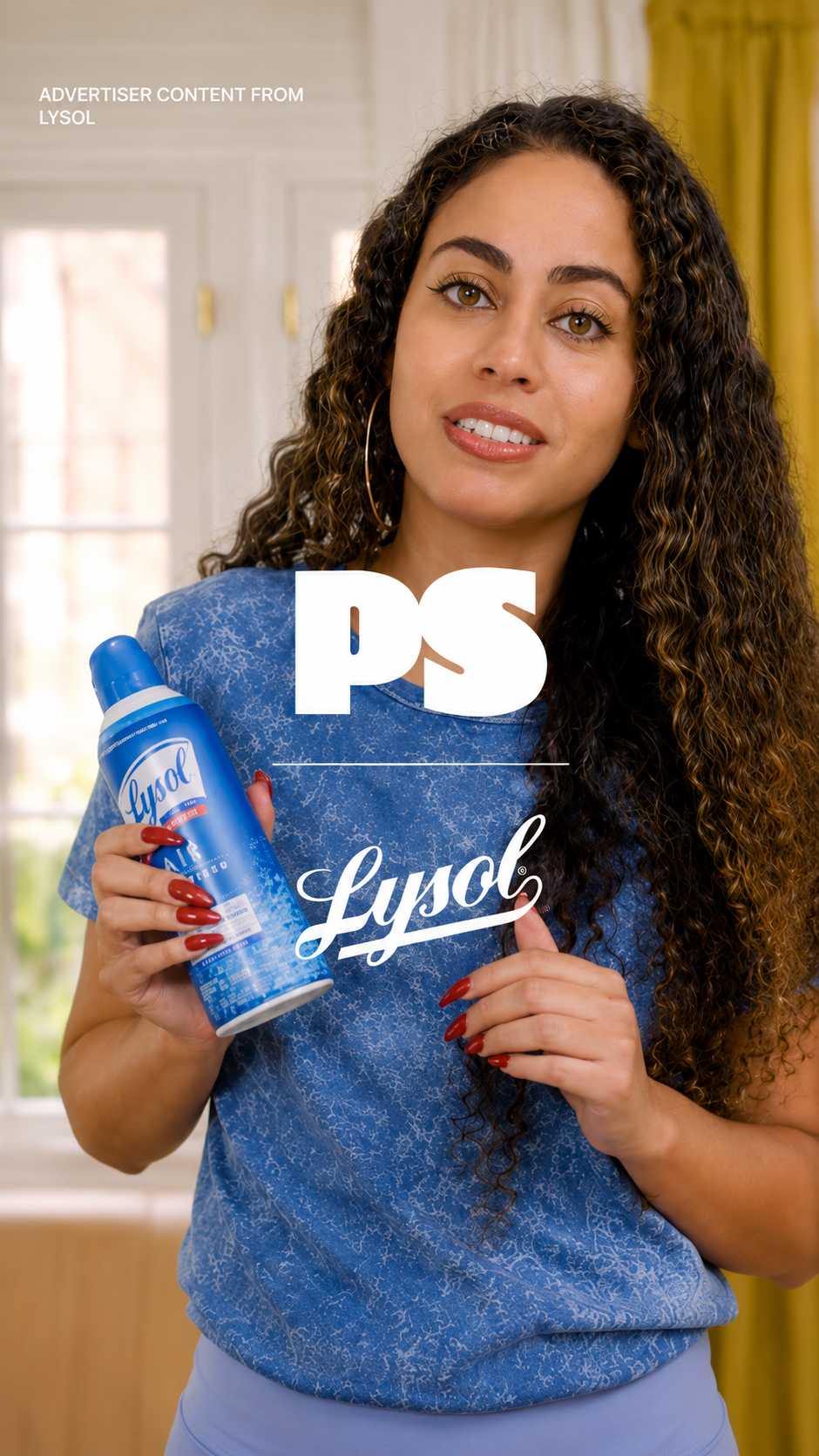 Popsugar editor with Lysol Air Sanitizer